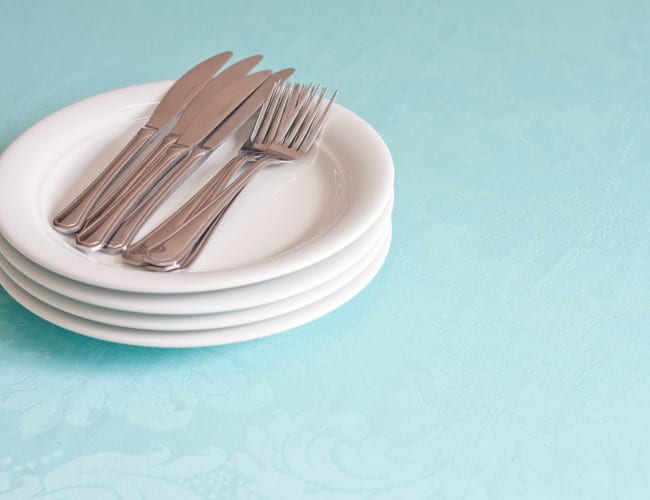 Toalha redonda adamascada azul tiffany